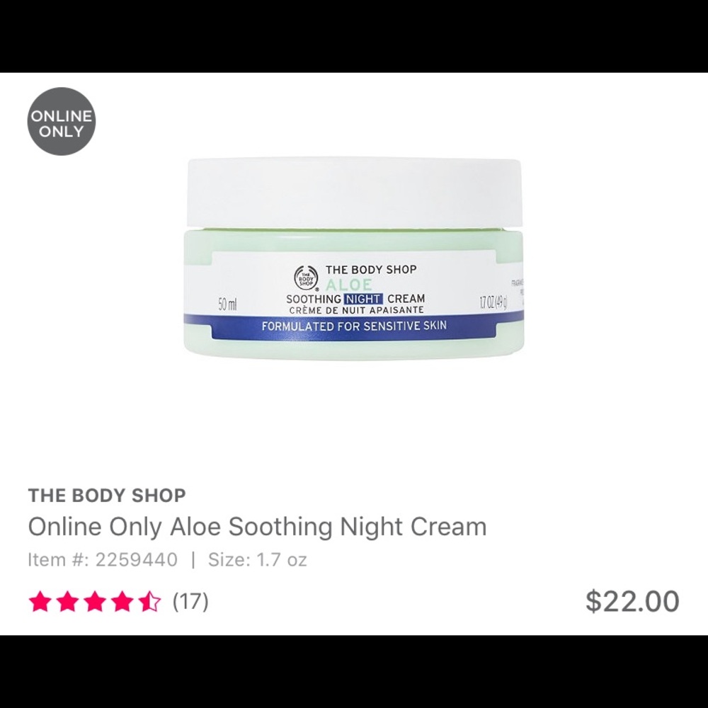 The body shop aloe soothing night cream